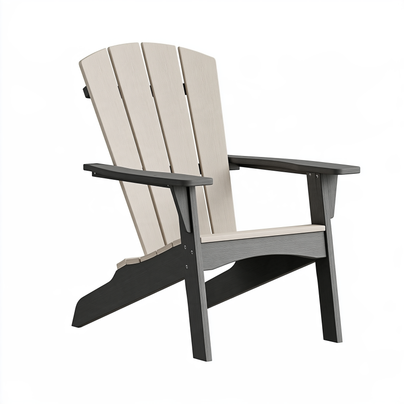 Fauteuil de jardin Adirondack 79 x 86 x 98 cm en plastique beige et noir avec accoudoirs