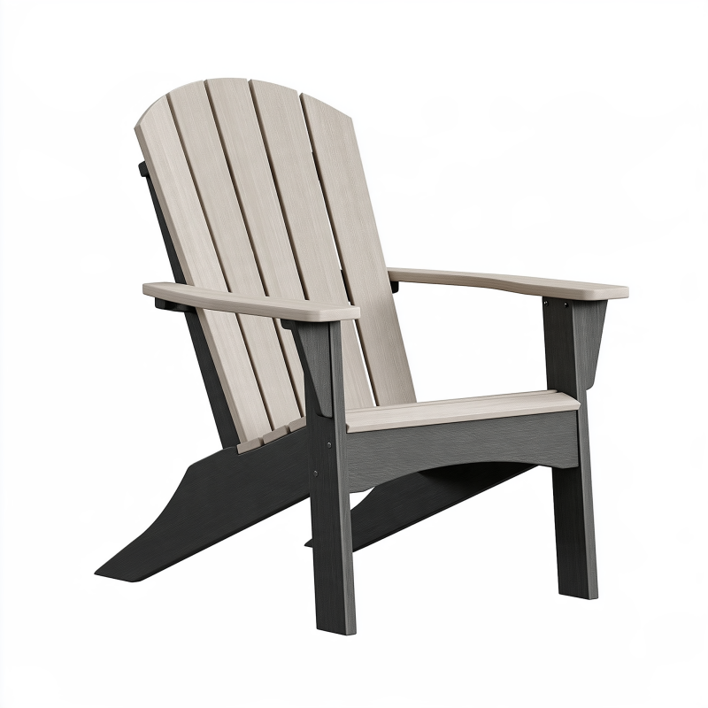 Fauteuil Adirondack 80 x 87 x 95 cm en matériau synthétique taupe et noir pour jardin style classique