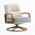Fauteuil pivotant 76 x 78 x 94 cm en tissu beige bleu clair avec structure métallique brun