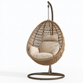 Fauteuil suspendu 105 x 105 x 195 cm en rotin brun avec support en acier style bohème
