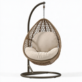 Fauteuil suspendu 105 x 105 x 195 cm en résine tressée marron avec support en acier