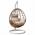 Fauteuil suspendu 105 x 105 x 195 cm en résine tressée marron avec support en métal