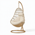 Fauteuil suspendu 105 x 105 x 195 cm en fibres tressées beige avec support métal style bohème
