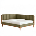 Lit 160 x 200 cm en bois et tissu vert style moderne avec tête de lit rembourrée