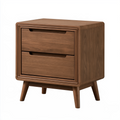 Table de chevet 55 x 40 x 60 cm en bois marron noyer avec 2 tiroirs style rétro