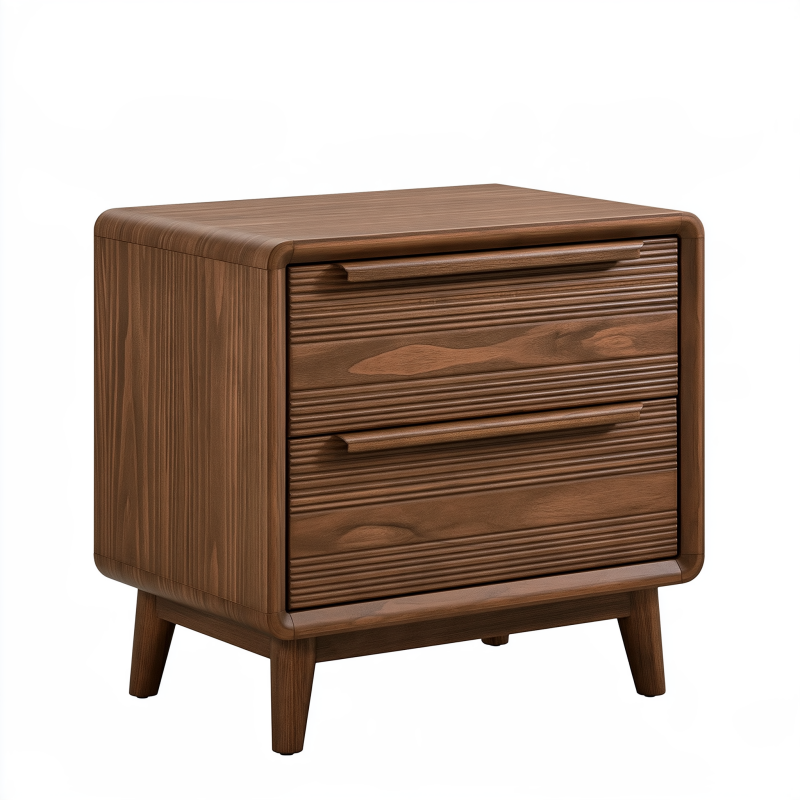 Table de chevet 50 x 40 x 60 cm en bois brun à 2 tiroirs style rétro