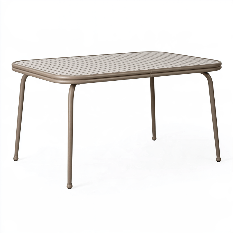 Table de jardin 160 x 90 x 75 cm en métal taupe rectangulaire contemporaine