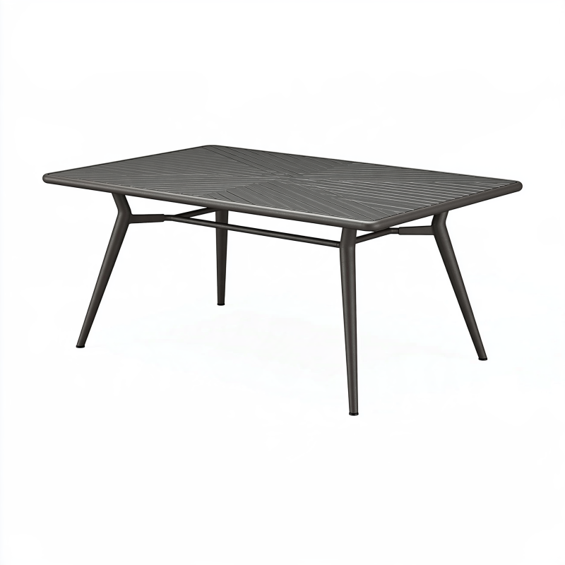 Table de jardin rectangulaire 160 x 90 x 75 cm en métal gris foncé style contemporain