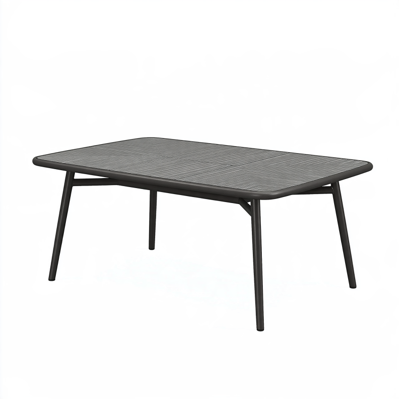 Table de jardin 150 x 90 cm en métal anthracite rectangulaire contemporaine
