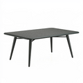 Table de jardin rectangulaire 140 x 80 cm en résine noire effet tressé - style contemporain
